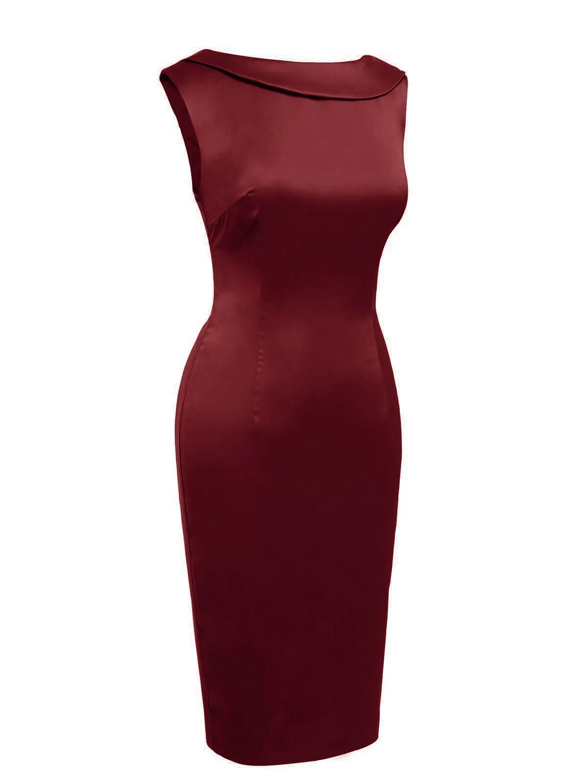 Wine Red 1960s Back Bowknot Pencil Dress sold by Retro Stage product image thumbnail 5