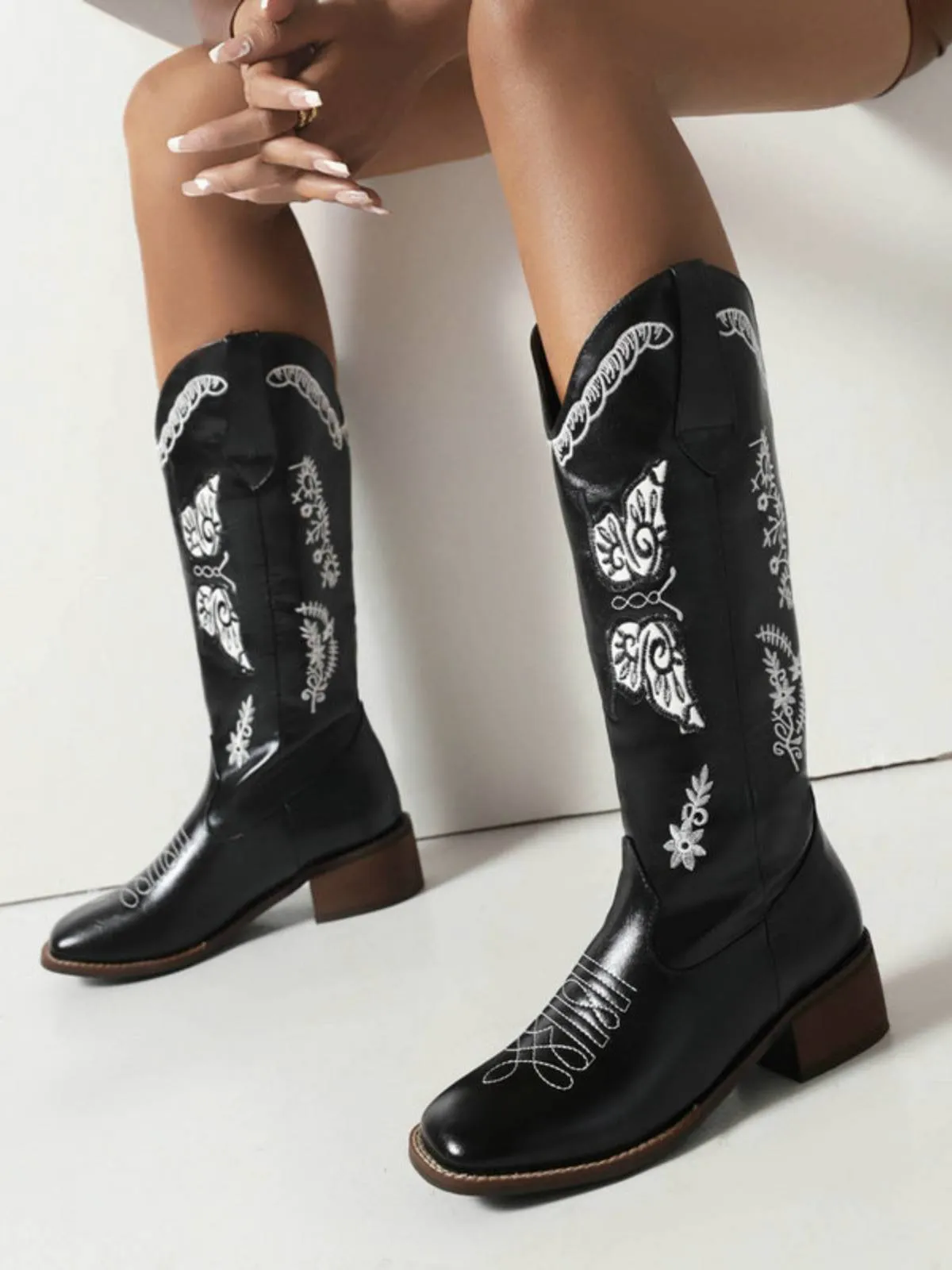 Retro Solid Leather Long Heel Boots sold by Retro Stage product image thumbnail 3