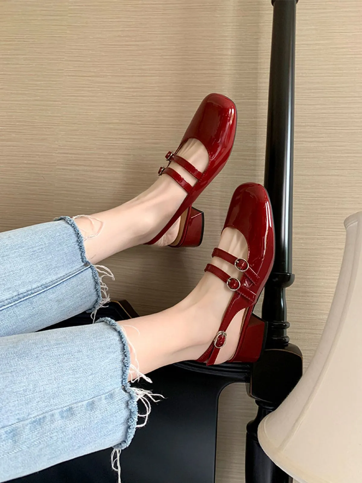 Mary Jane Double-strap Slingbacks Chunky Heels sold by Retro Stage product image thumbnail 5