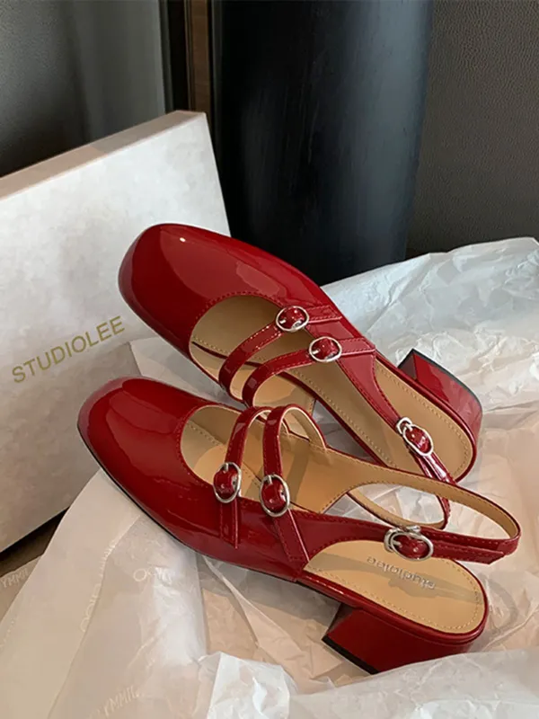 Mary Jane Double-strap Slingbacks Chunky Heels sold by Retro Stage