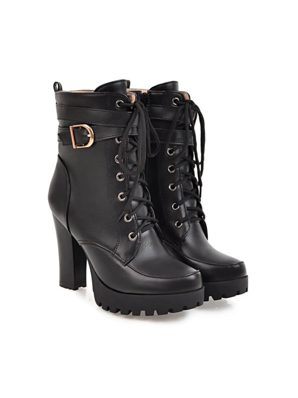 Leather High Top Chunky Heel Martin Boots sold by Retro Stage