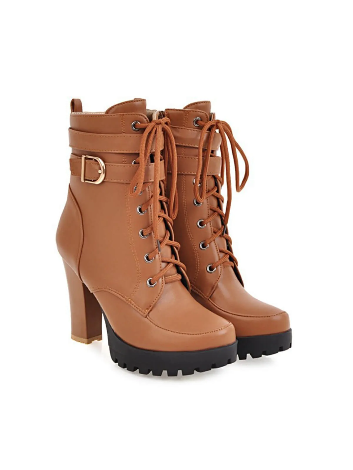 Leather High Top Chunky Heel Martin Boots sold by Retro Stage product image thumbnail 3