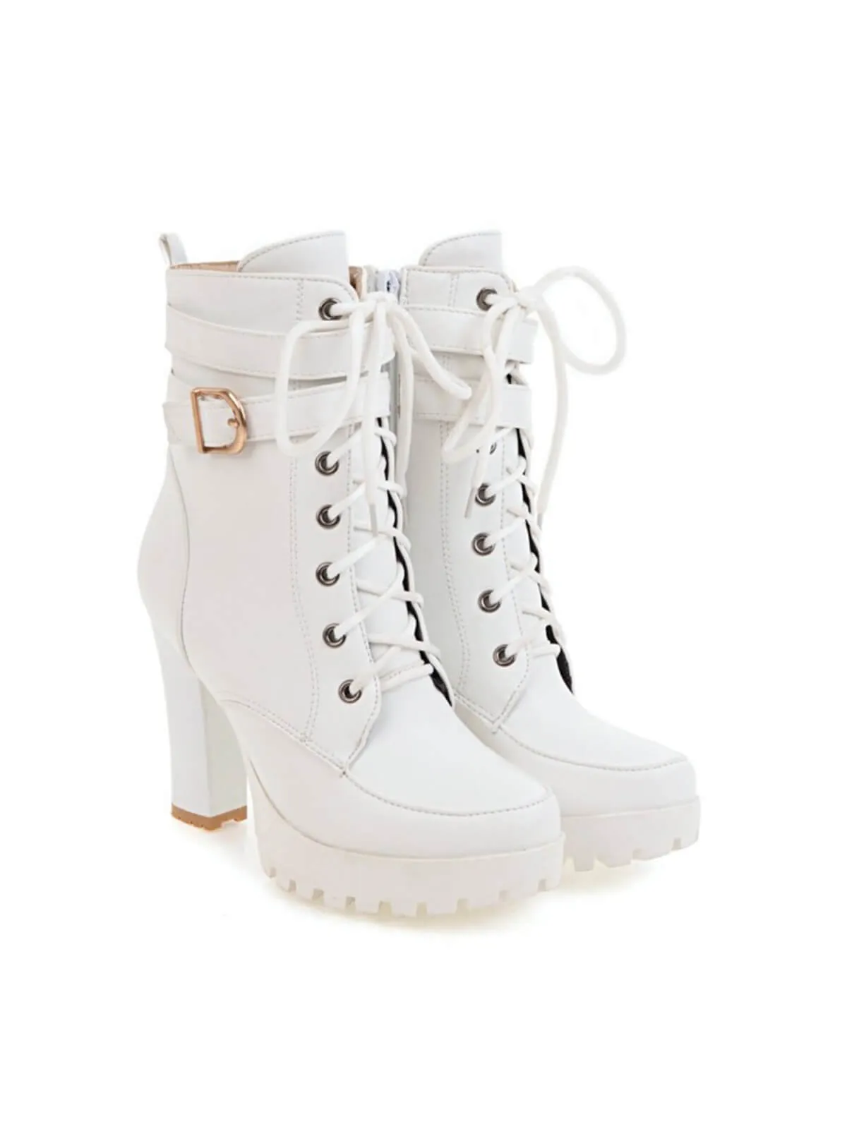 Leather High Top Chunky Heel Martin Boots sold by Retro Stage product image thumbnail 2