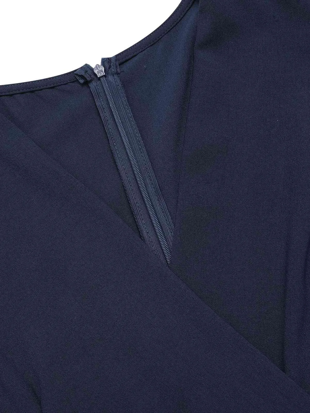 Blue 1960s Curve Stripes Sheer Patchwork Jumpsuit sold by Retro Stage product image thumbnail 4