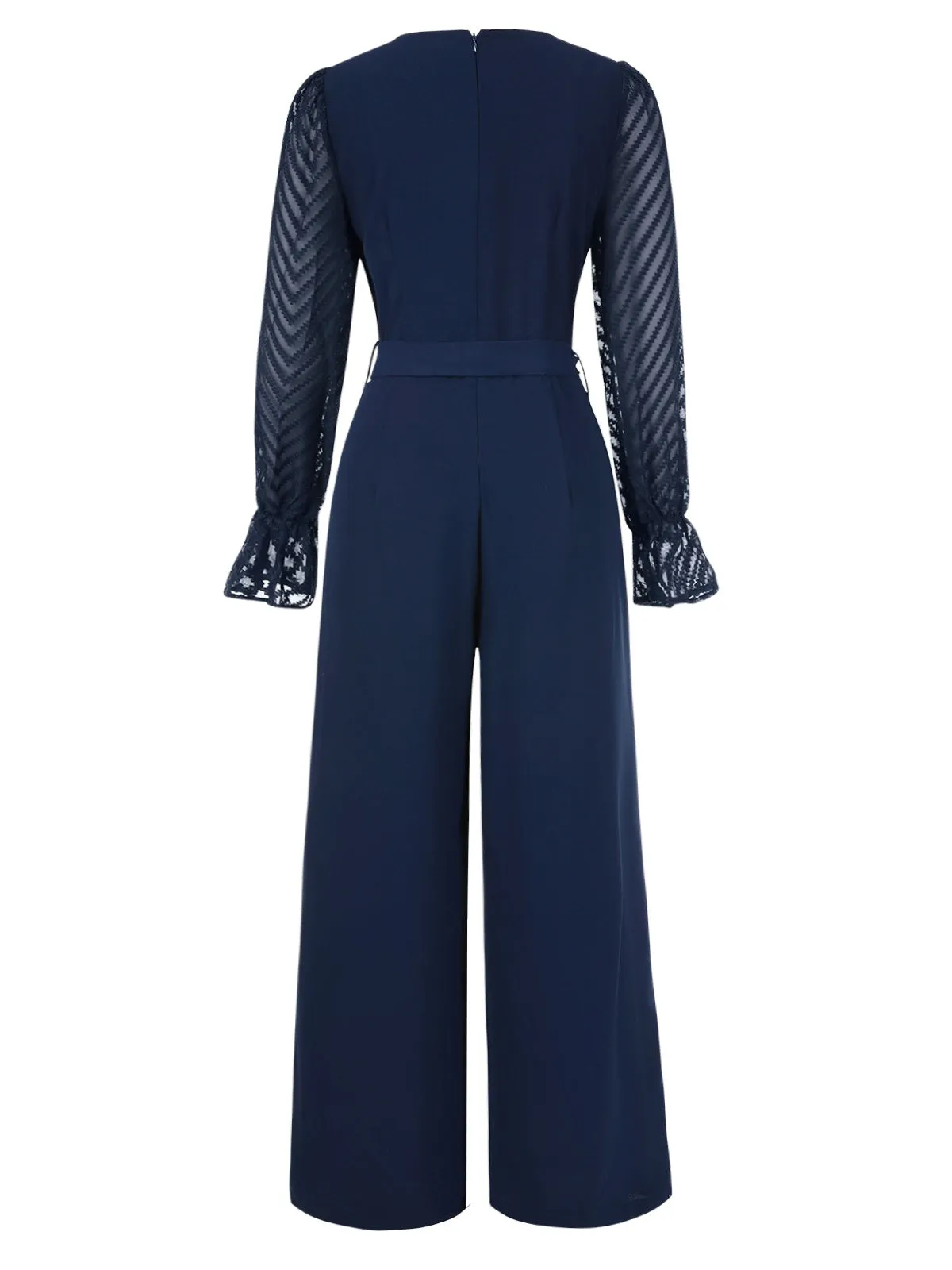 Blue 1960s Curve Stripes Sheer Patchwork Jumpsuit sold by Retro Stage product image thumbnail 3