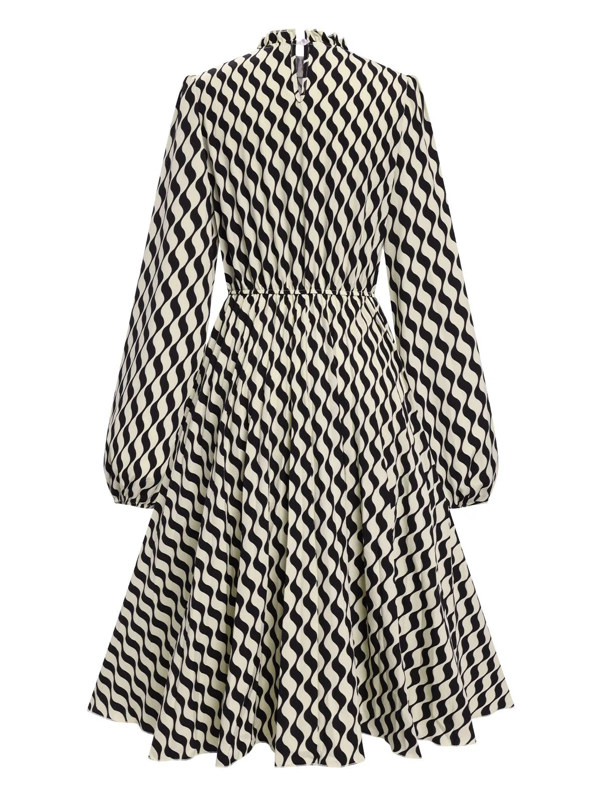 Black 1940s Balloon Sleeve Pleated Chevron Dress sold by Retro Stage product image thumbnail 3