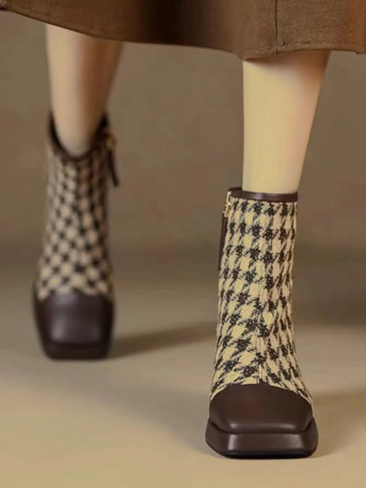 Vintage Houndstooth Chunky Heel Ankle Boots sold by Retro Stage product image thumbnail 2