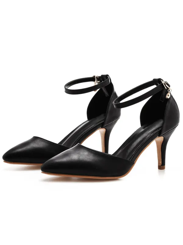 Pointed Toe Leather Stiletto Heels Shoes sold by Retro Stage