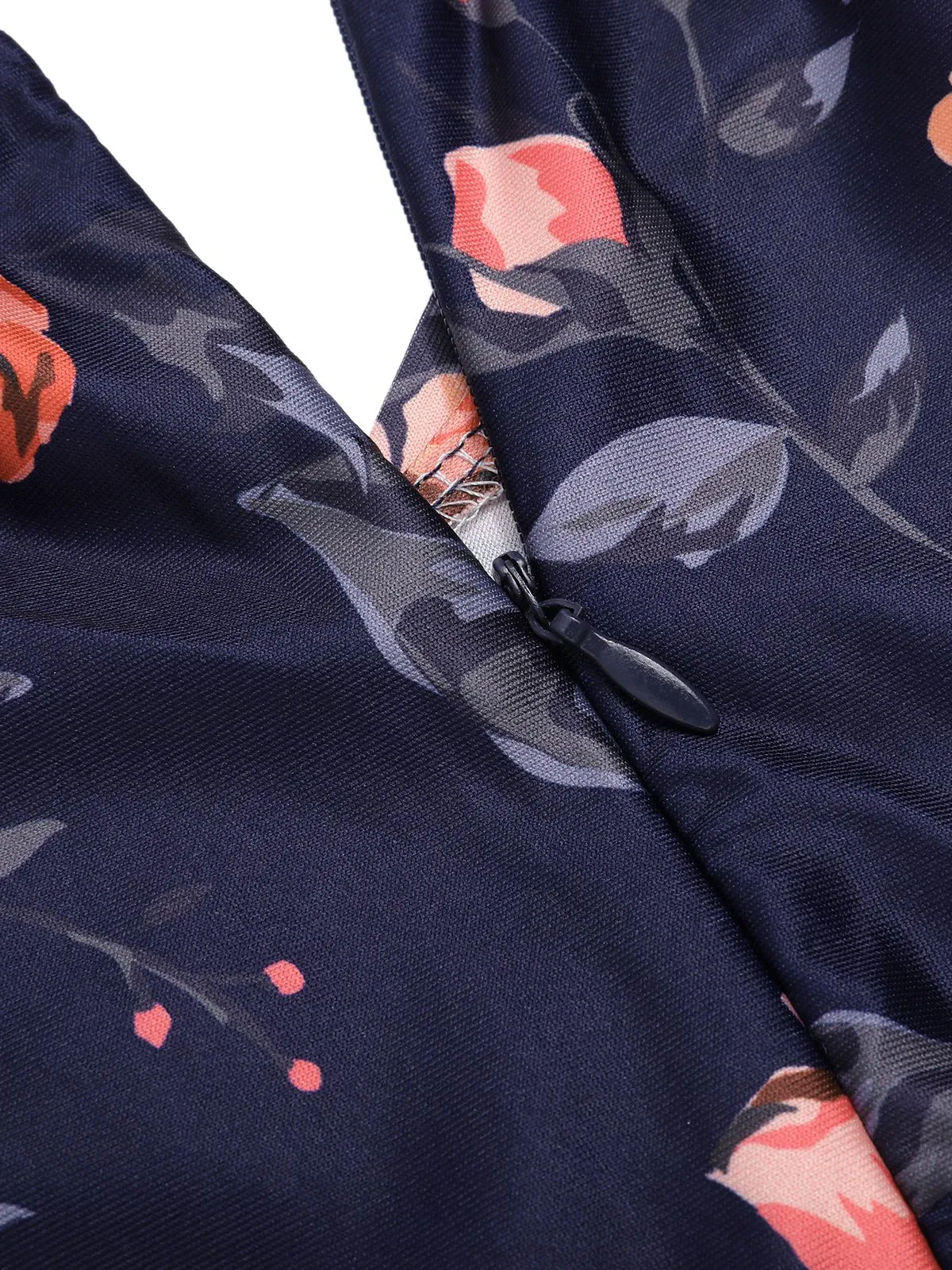 Dark Blue 1960s Off-Shoulder Floral Jumpsuit sold by Retro Stage product image thumbnail 3