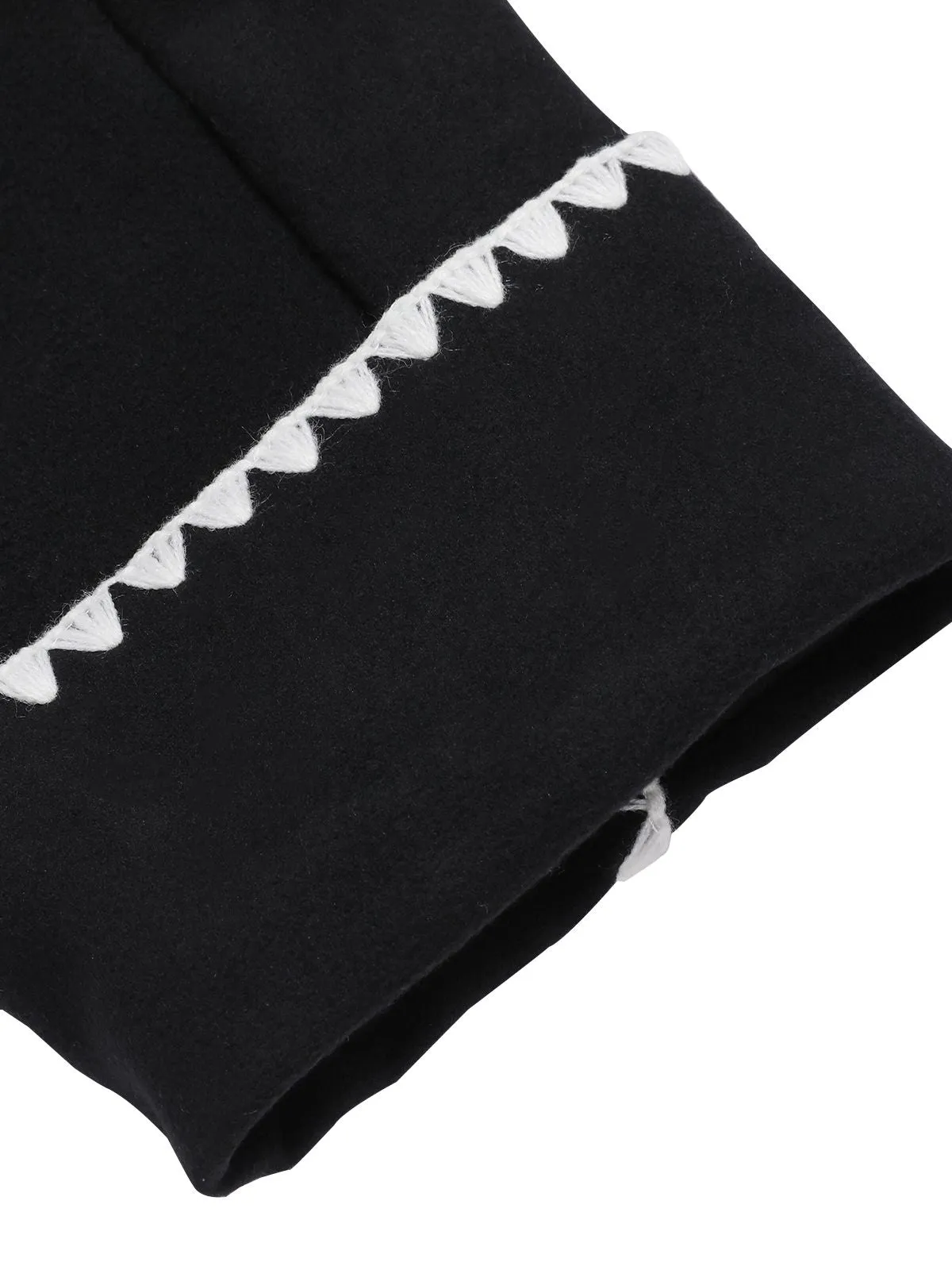 Black 1940s Embroidered Lapel Pocket Belted Coat sold by Retro Stage product image thumbnail 5