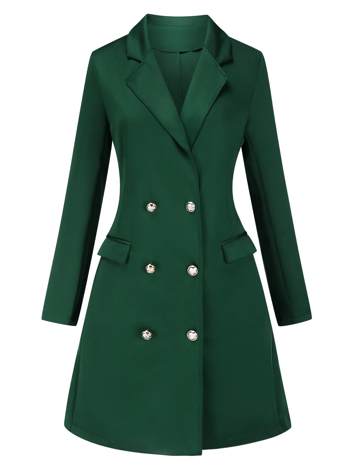 Green 1940s Solid Double-Breasted Coat sold by Retro Stage product image thumbnail 2