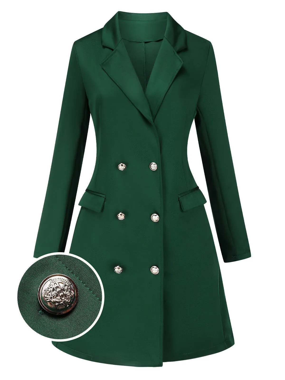 Green 1940s Solid Double-Breasted Coat sold by Retro Stage