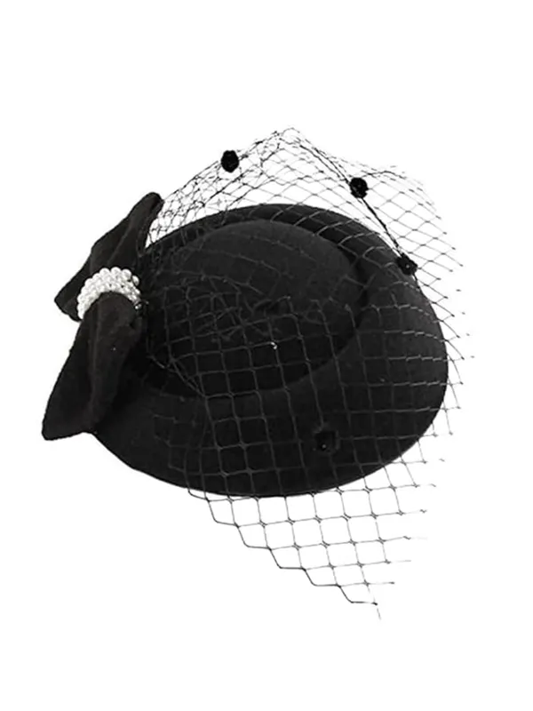 Beading Flannelette Hat With Veil sold by Retro Stage