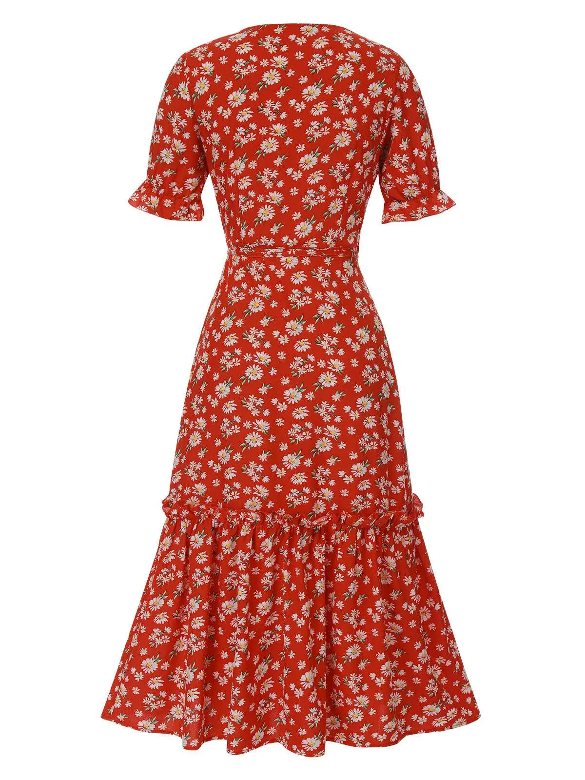 1930s Daisy Surplice V-Neck Belted Dress sold by Retro Stage product image thumbnail 4