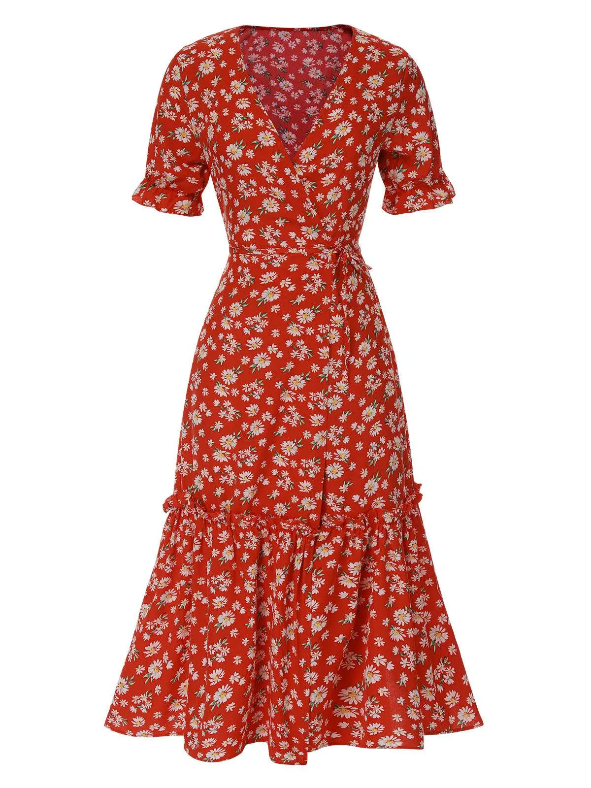 1930s Daisy Surplice V-Neck Belted Dress sold by Retro Stage product image thumbnail 2