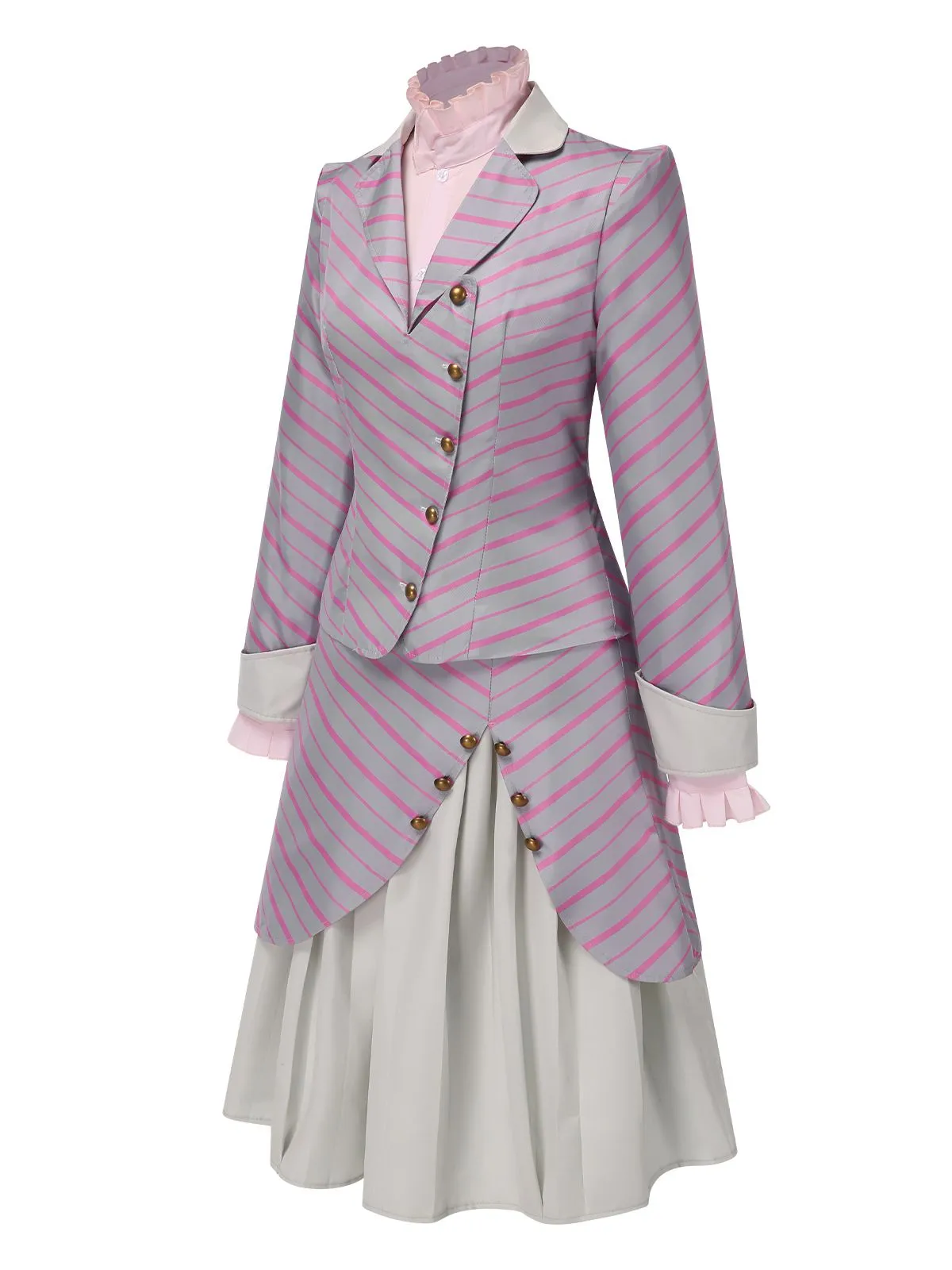 3PCS 1940s Ruffles Stripes Button Suit Set sold by Retro Stage product image thumbnail 2