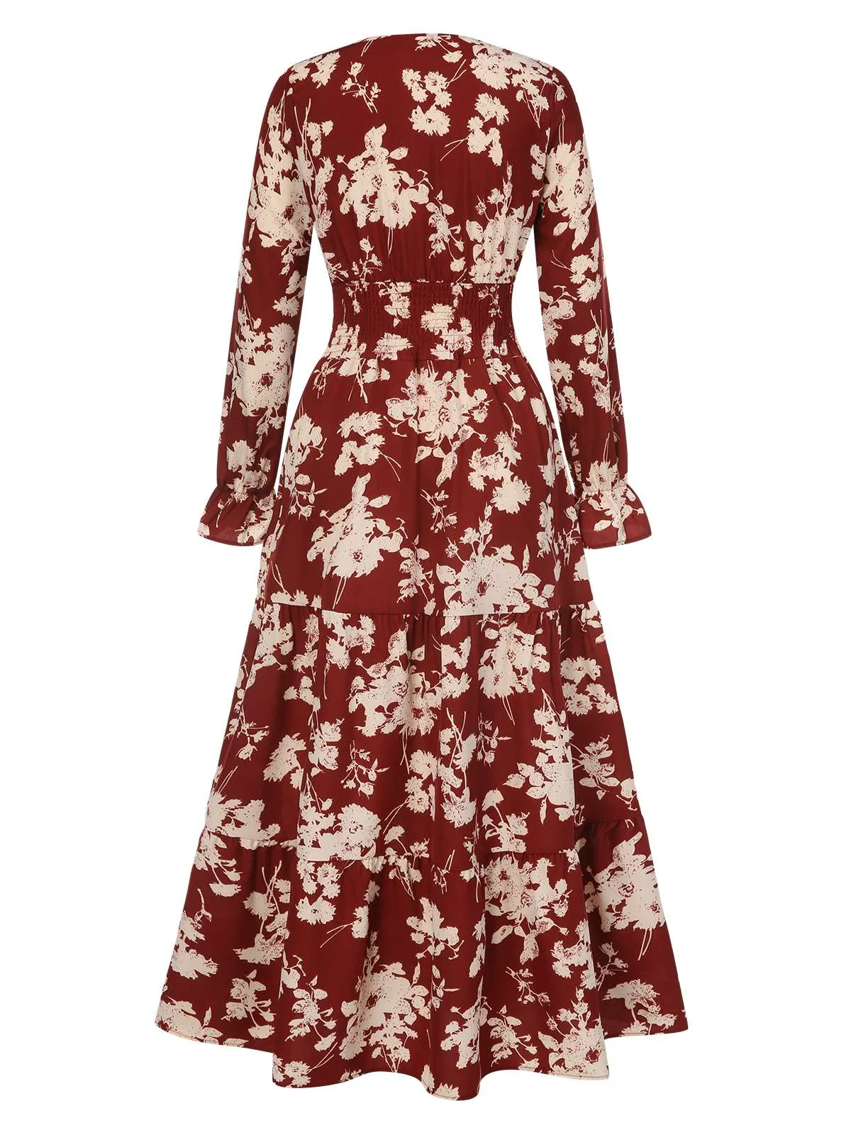 1930s Flower Silhouette V-Neck Maxi Dress sold by Retro Stage product image thumbnail 3