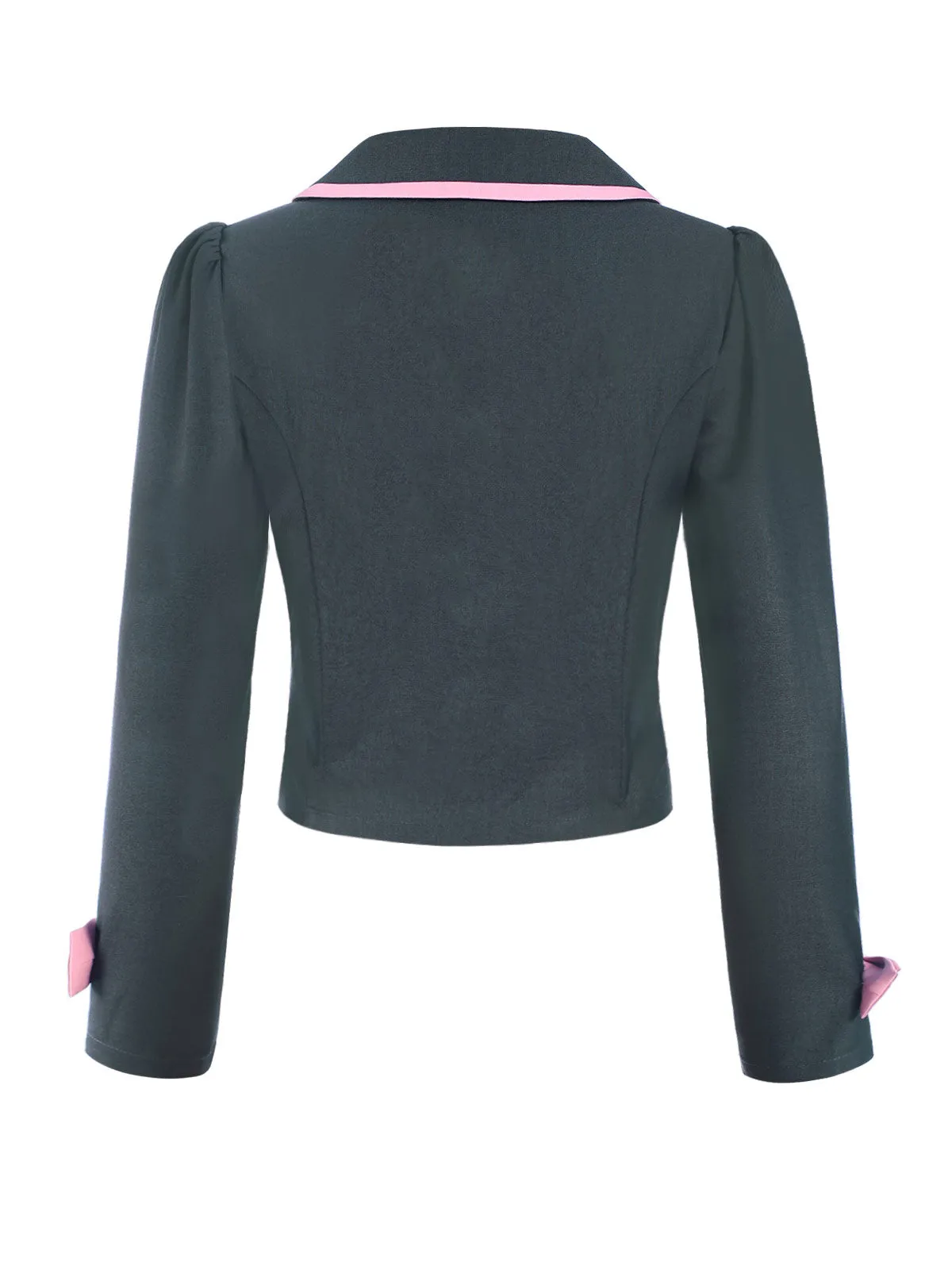 Dark Grey 1950s Lapel Bow Short Coat sold by Retro Stage product image thumbnail 4