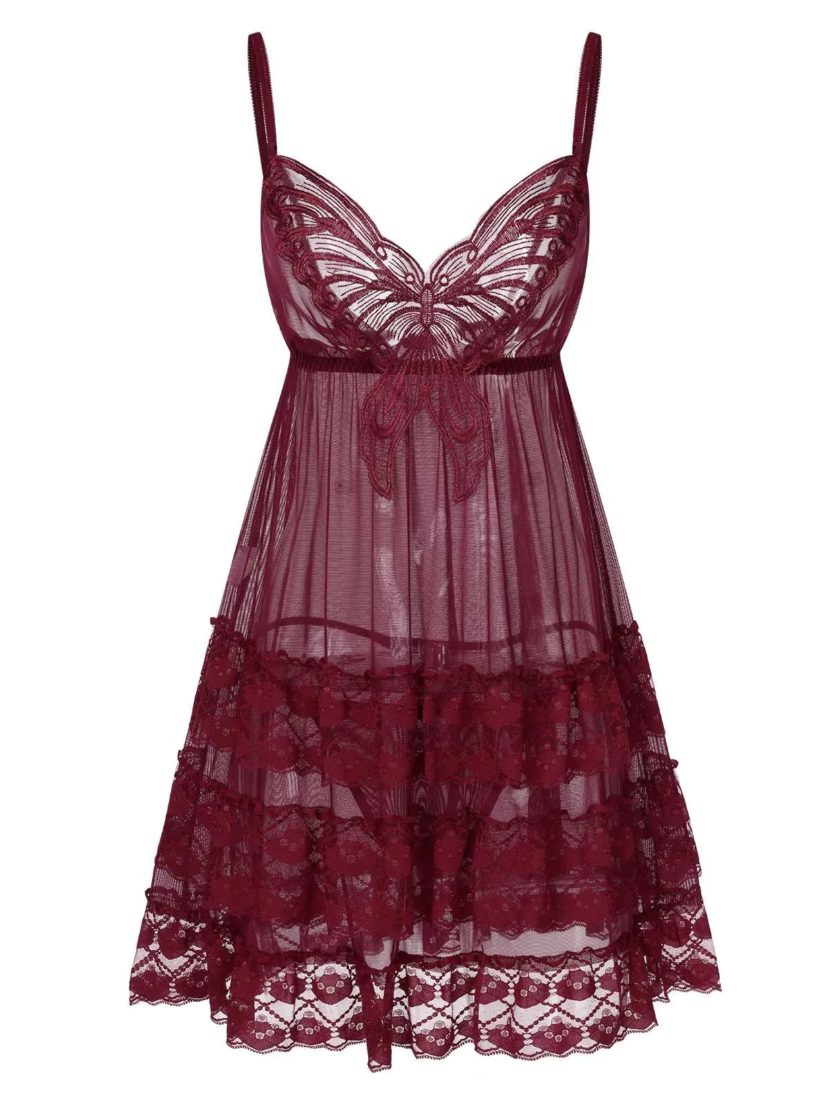 1940s Embroidered Lace Butterfly Sheer Nightgown sold by Retro Stage product image thumbnail 3