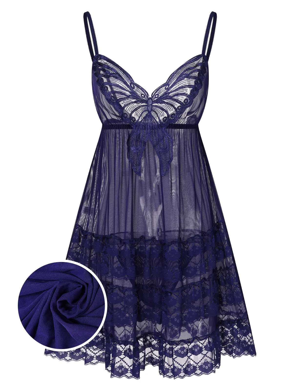 1940s Embroidered Lace Butterfly Sheer Nightgown sold by Retro Stage