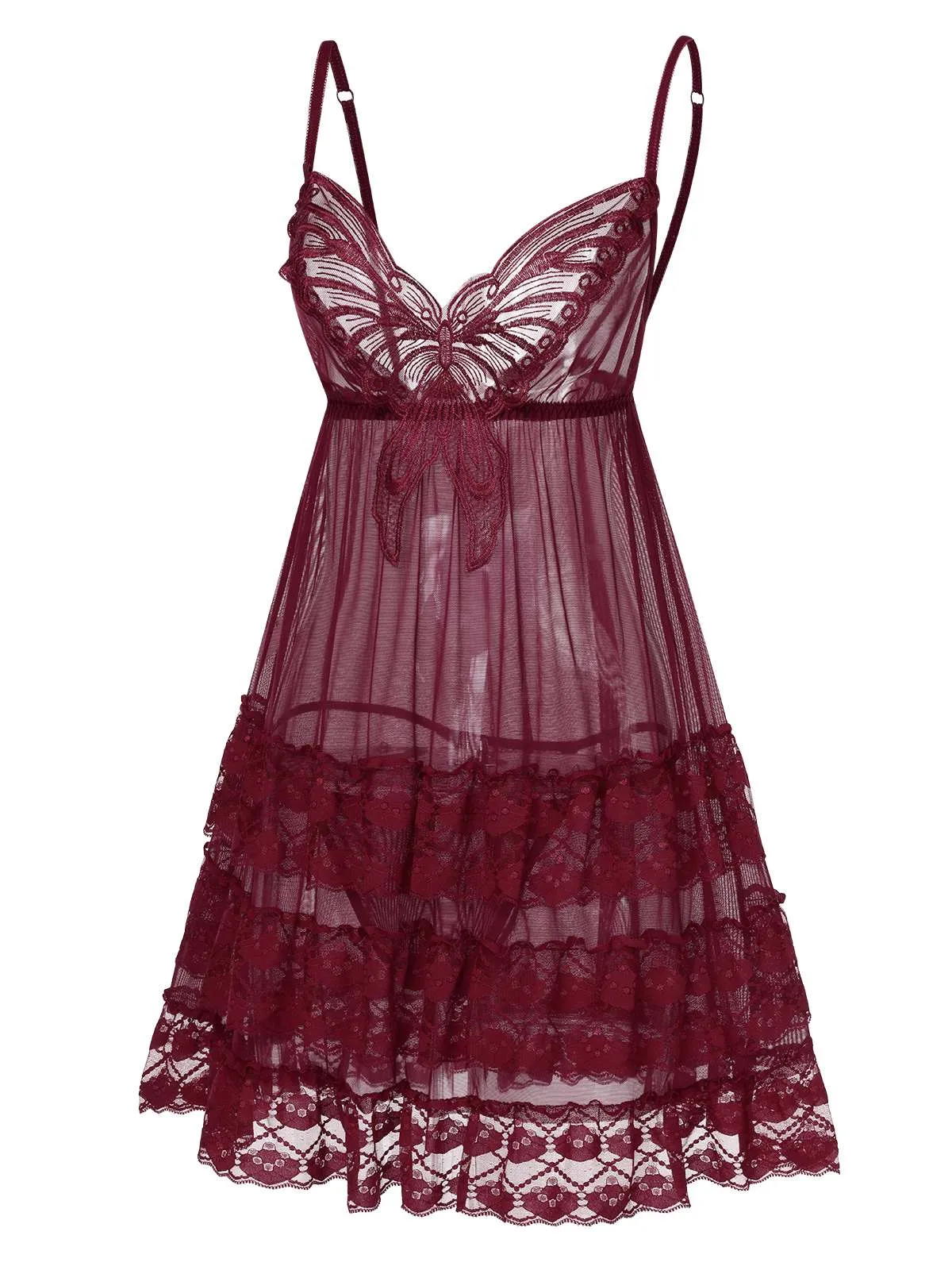 1940s Embroidered Lace Butterfly Sheer Nightgown sold by Retro Stage product image thumbnail 5