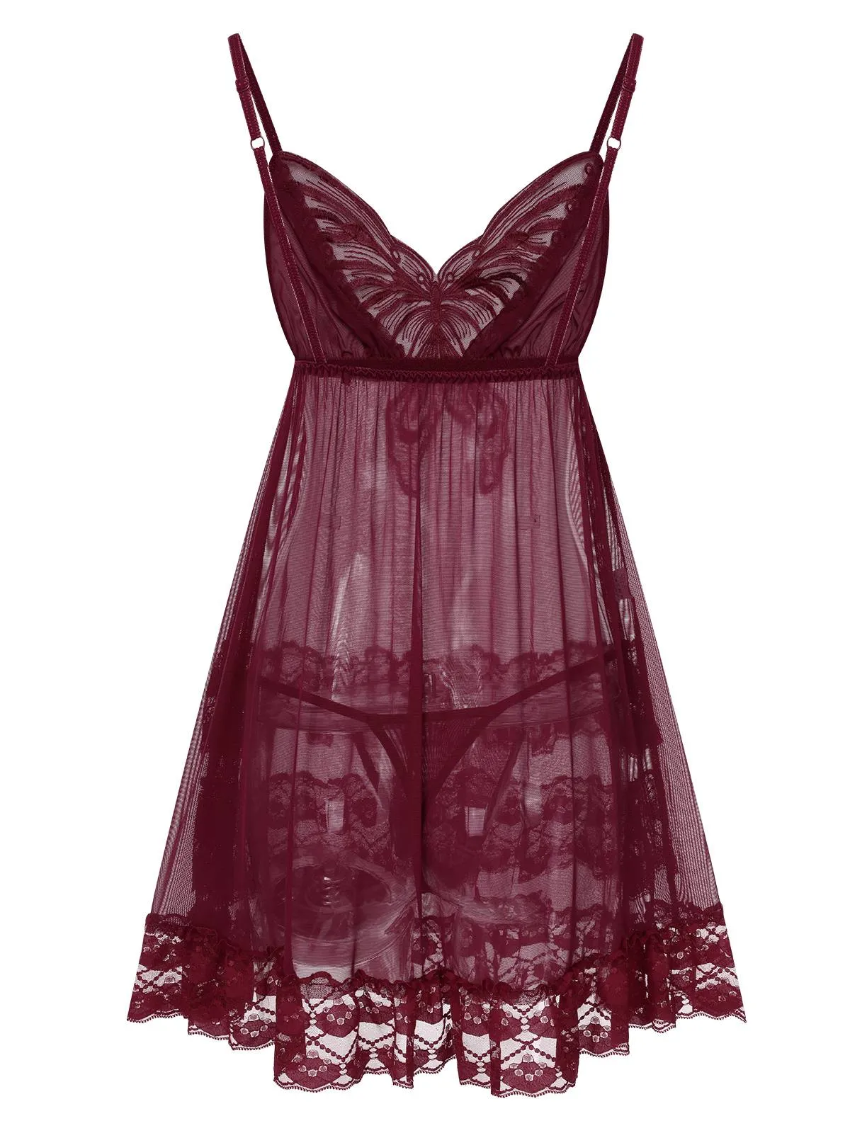 1940s Embroidered Lace Butterfly Sheer Nightgown sold by Retro Stage product image thumbnail 4