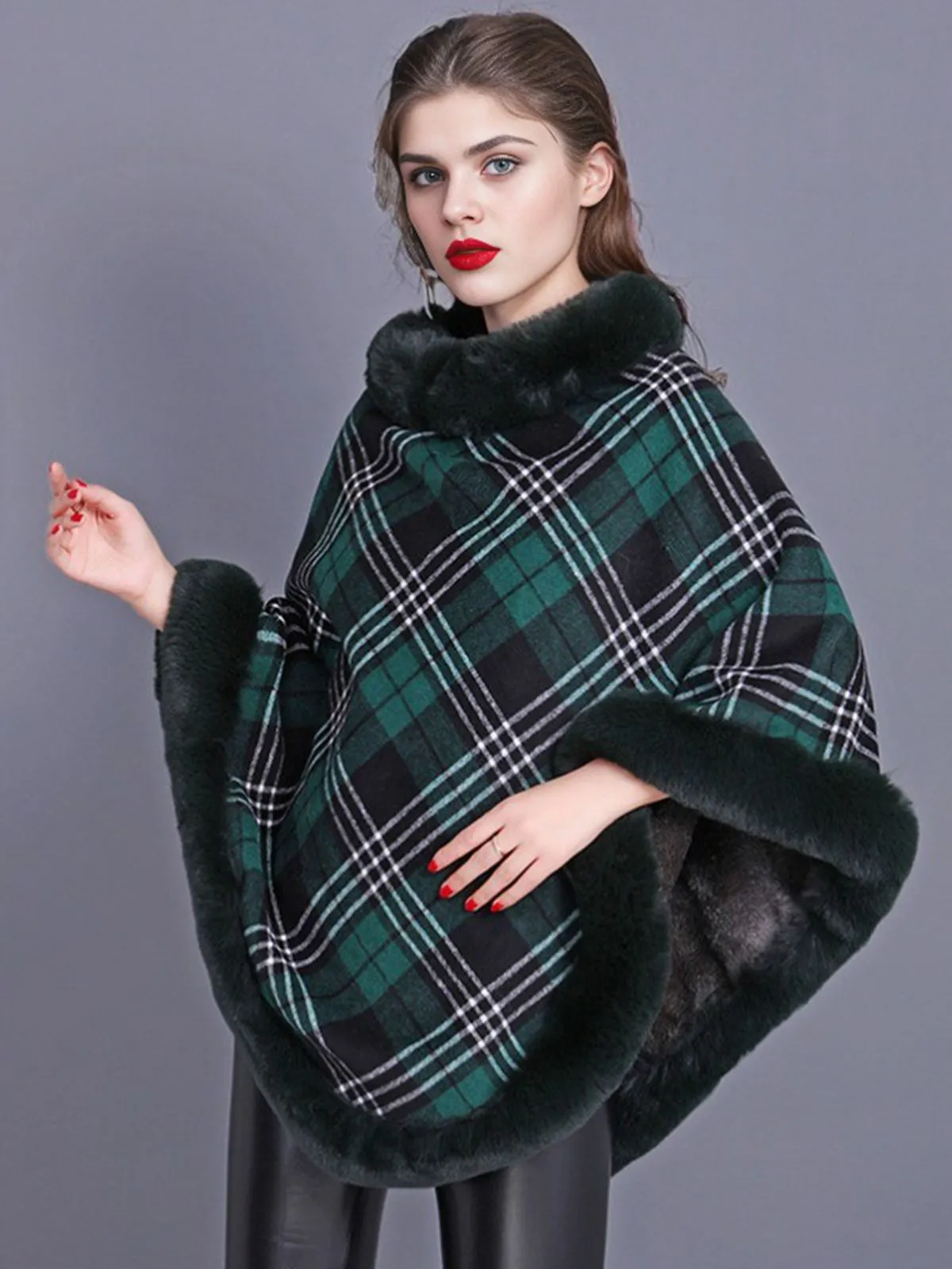 1950s Plaid Velvet Rex Rabbit Fur Shawl sold by Retro Stage product image thumbnail 5