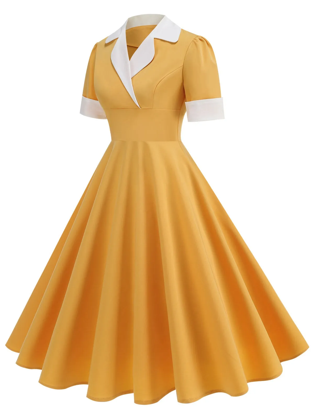 1950s Notched Collar Colorblock Swing Dress sold by Retro Stage product image thumbnail 3