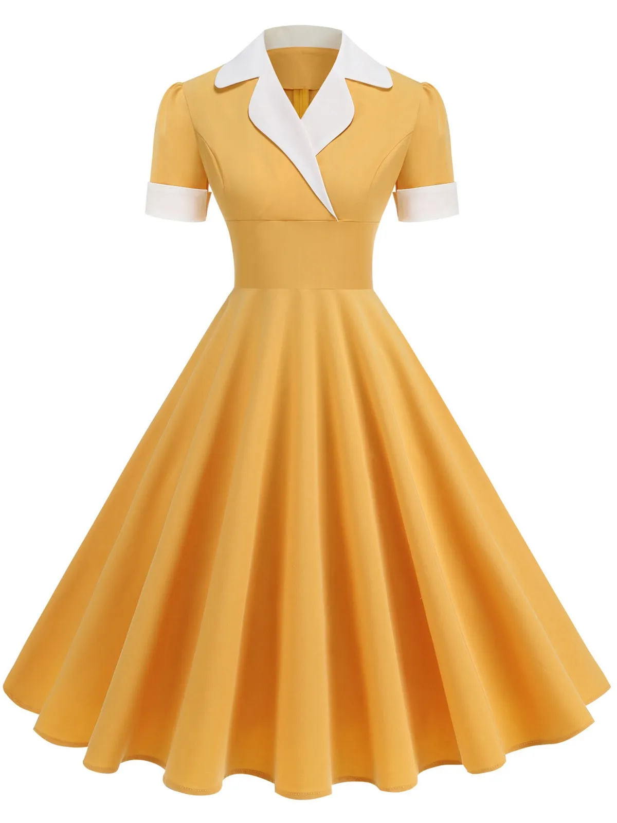 1950s Notched Collar Colorblock Swing Dress sold by Retro Stage product image thumbnail 2