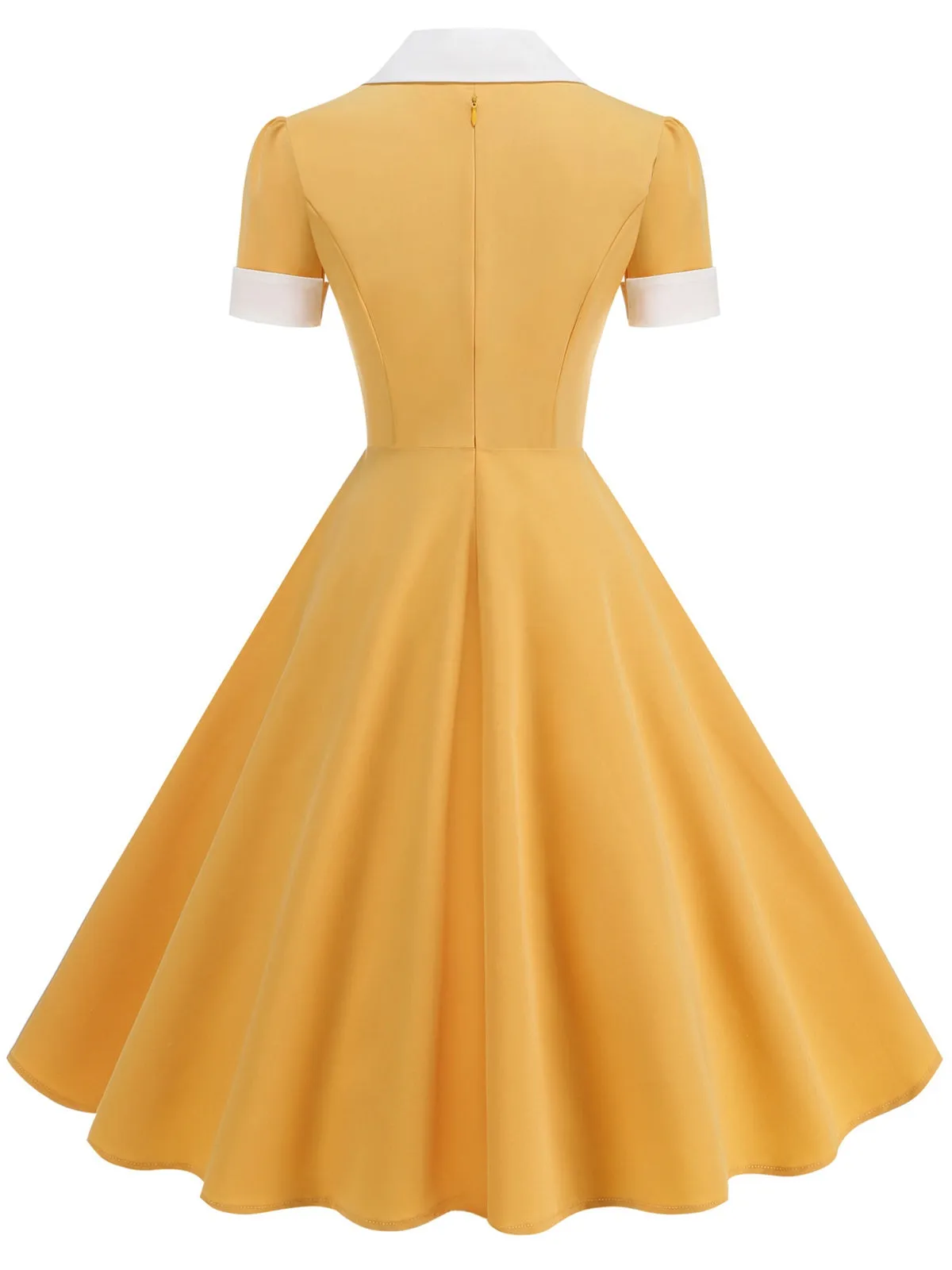 1950s Notched Collar Colorblock Swing Dress sold by Retro Stage product image thumbnail 4