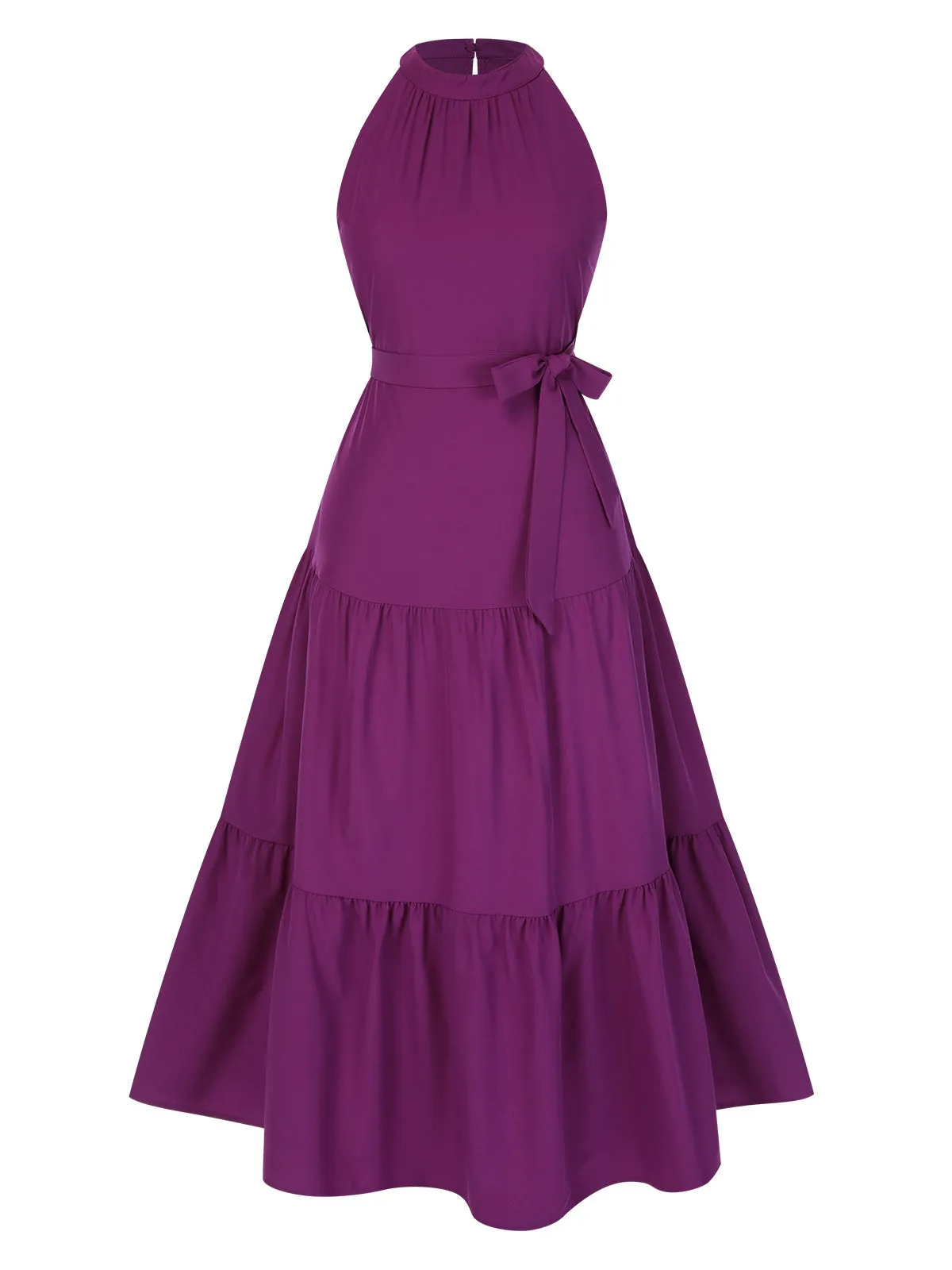 1950s Solid Crew Halter Tiered Dress sold by Retro Stage product image thumbnail 2