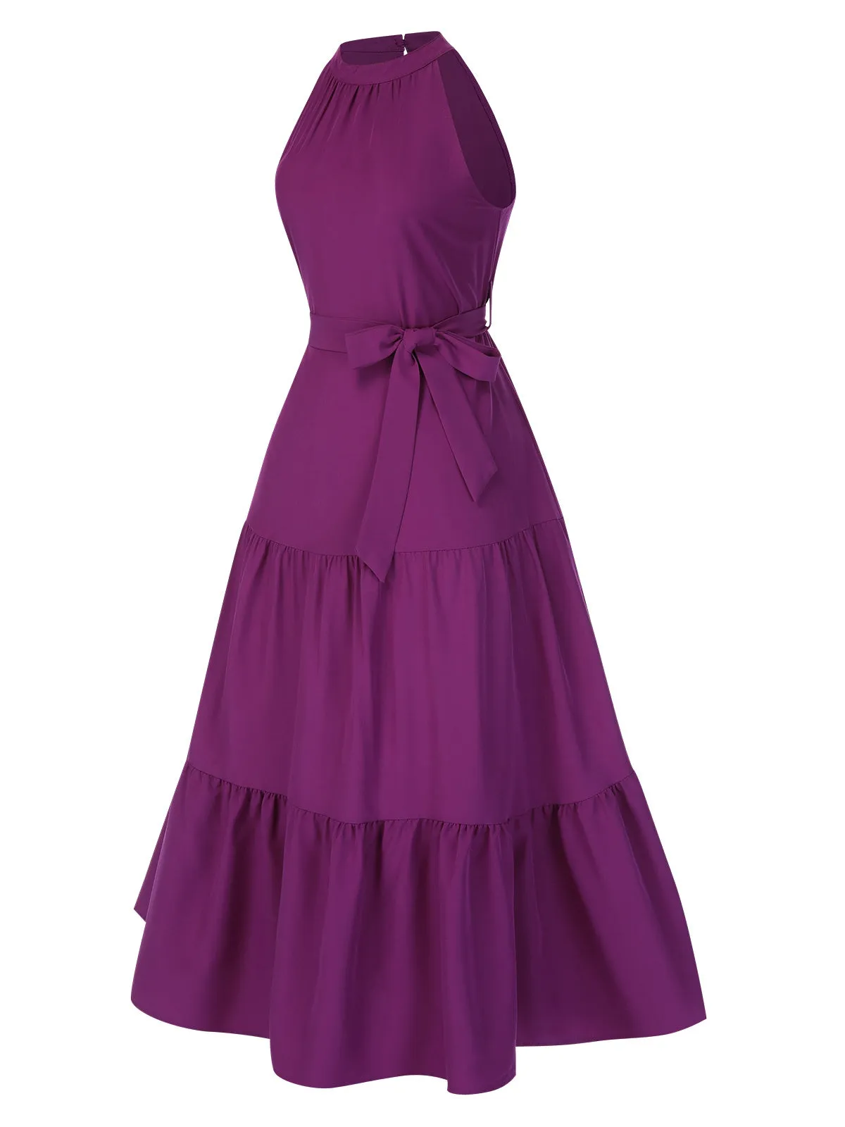 1950s Solid Crew Halter Tiered Dress sold by Retro Stage product image thumbnail 4