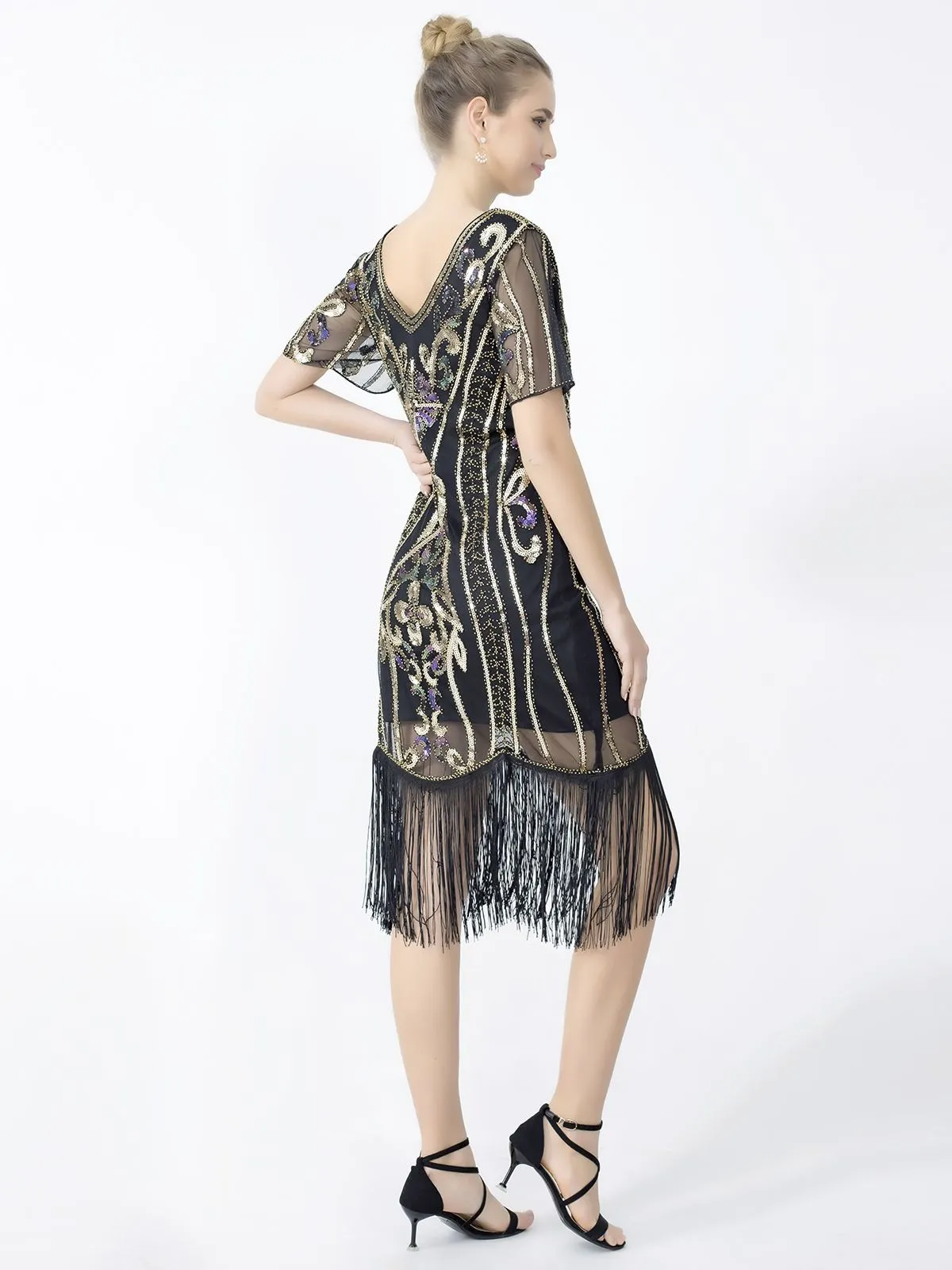 1920s Fringe Sequin Flapper Dress sold by Retro Stage product image thumbnail 2