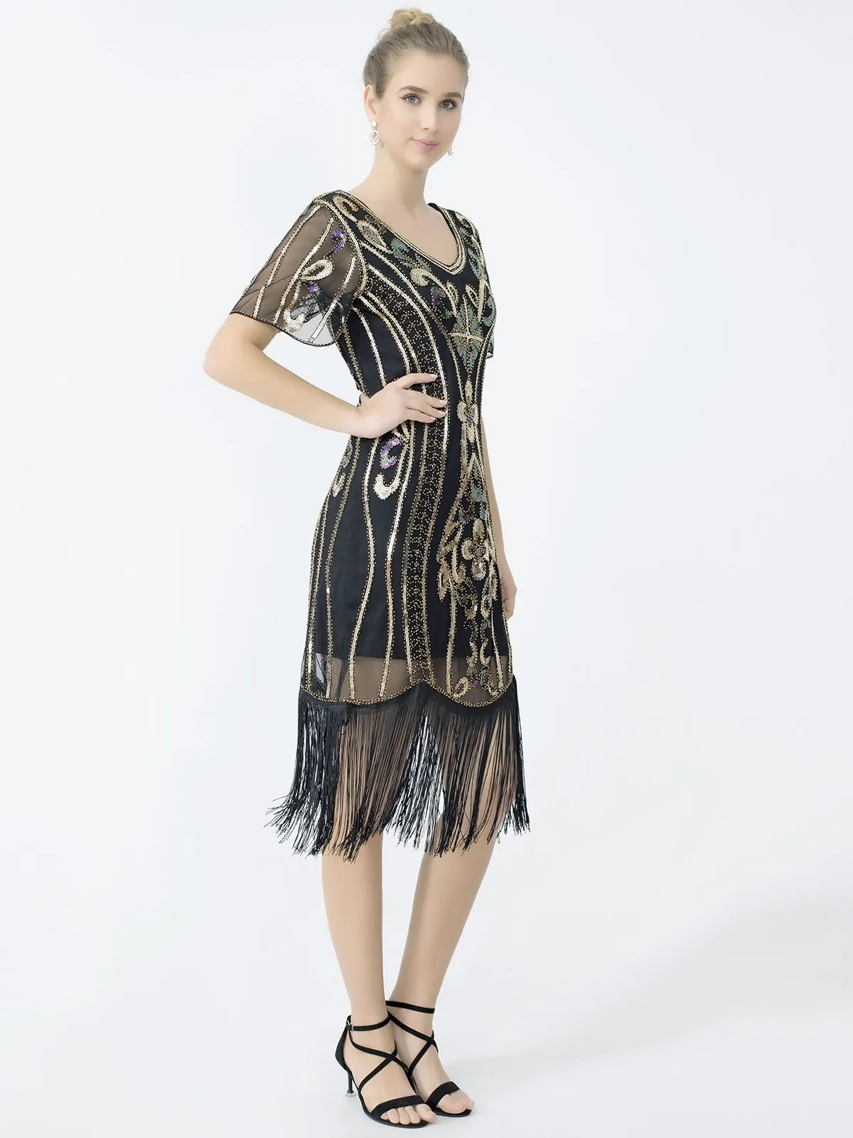 1920s Fringe Sequin Flapper Dress sold by Retro Stage product image thumbnail 4