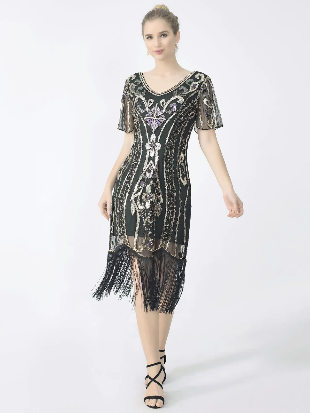 1920s Fringe Sequin Flapper Dress sold by Retro Stage product image thumbnail 5