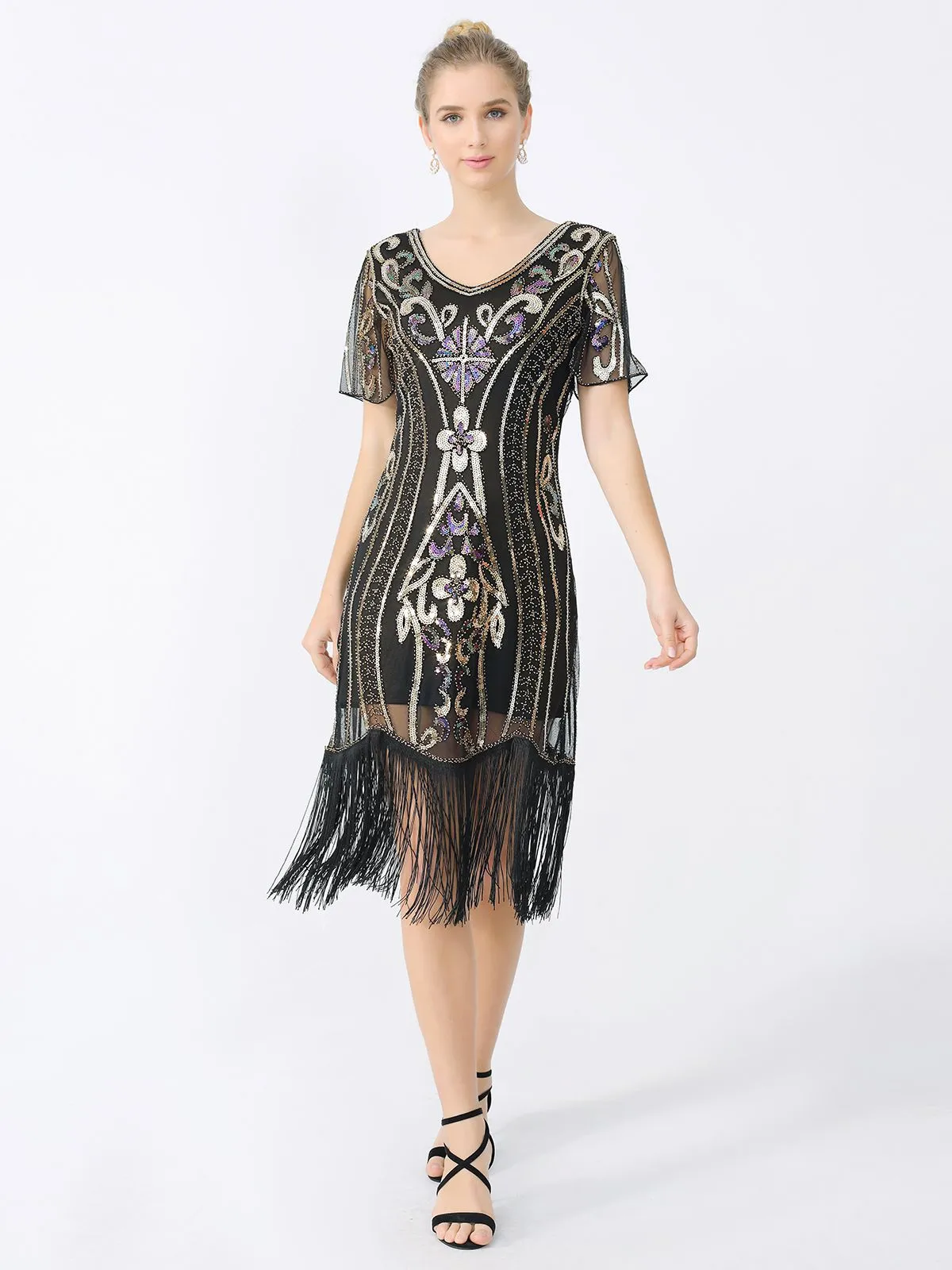 1920s Fringe Sequin Flapper Dress sold by Retro Stage product image thumbnail 3
