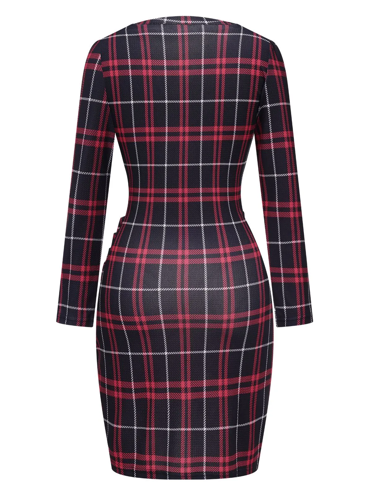 1960s V-Neck Tartan Plaids Wrap Dress sold by Retro Stage product image thumbnail 3