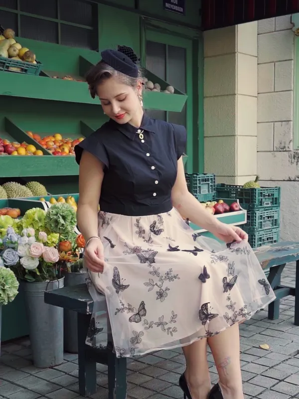 Black 1950s Butterfly Patchwork Vintage Dress sold by Retro Stage