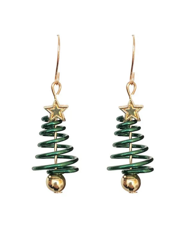 Christmas Tree Star Twist Earrings sold by Retro Stage