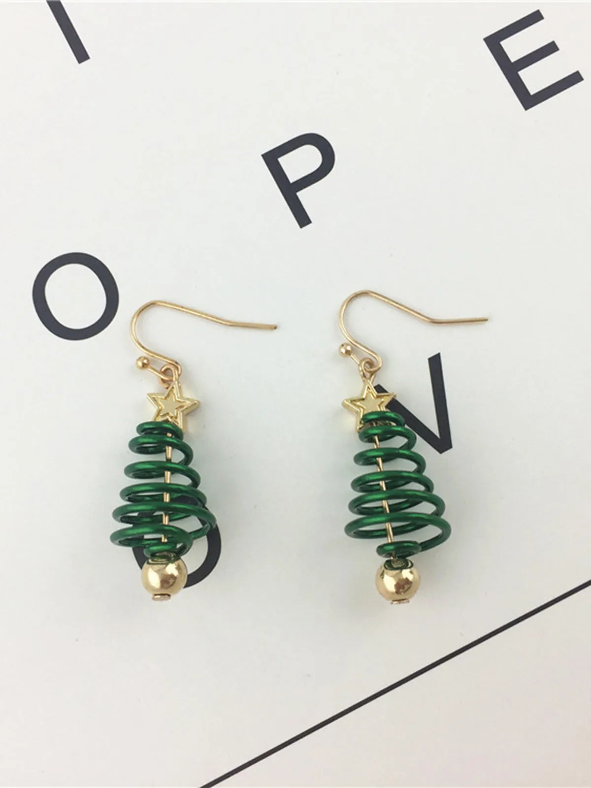 Christmas Tree Star Twist Earrings sold by Retro Stage product image thumbnail 2