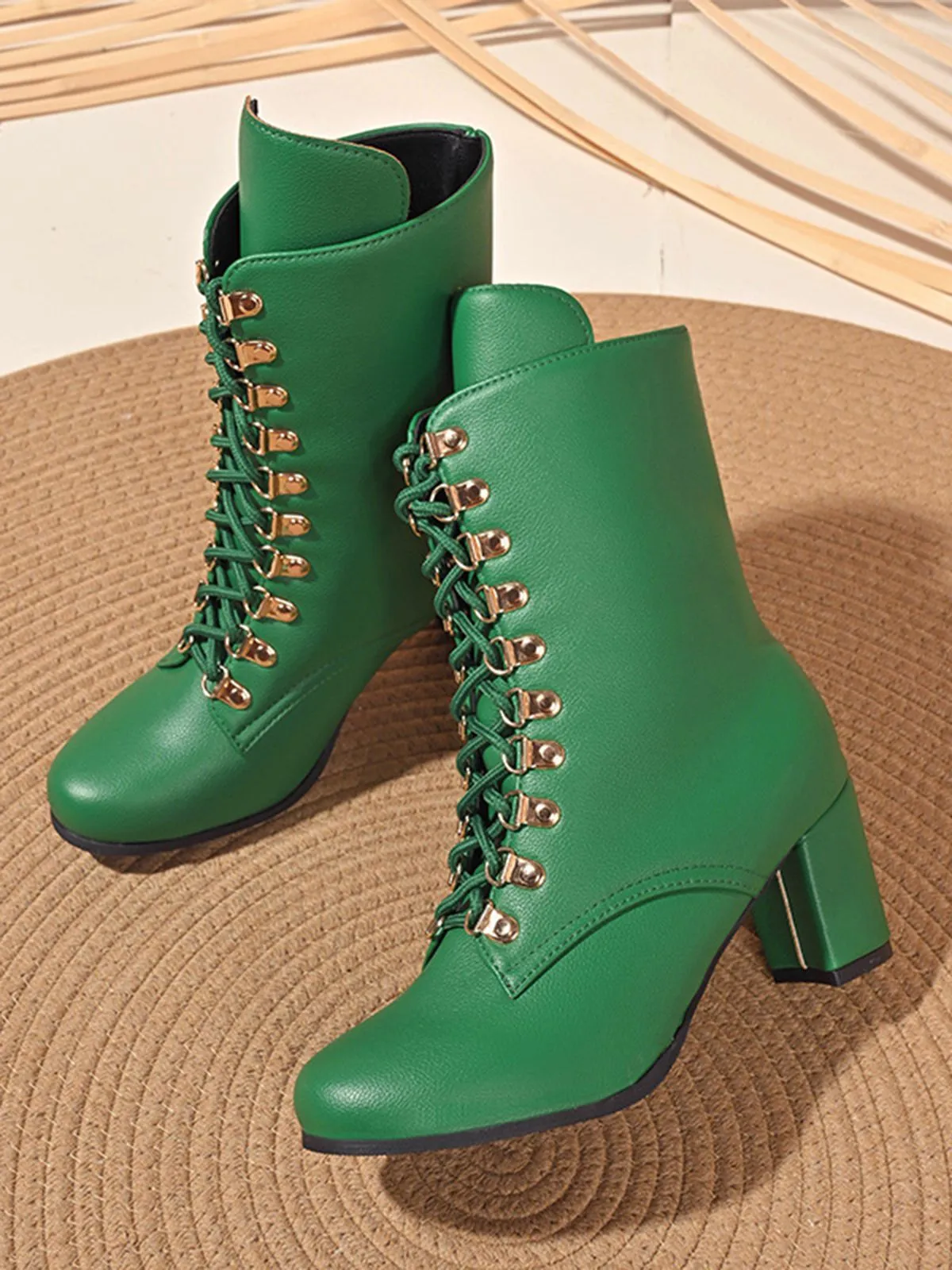 Vintage Lace-Up Ankle Chunky Heel Boots sold by Retro Stage product image thumbnail 5