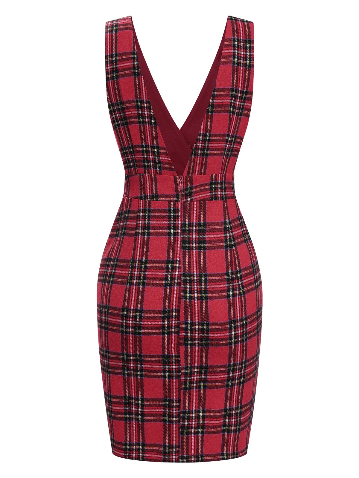 Red 1960s Tartan Plaids Suspender Dress sold by Retro Stage product image thumbnail 3