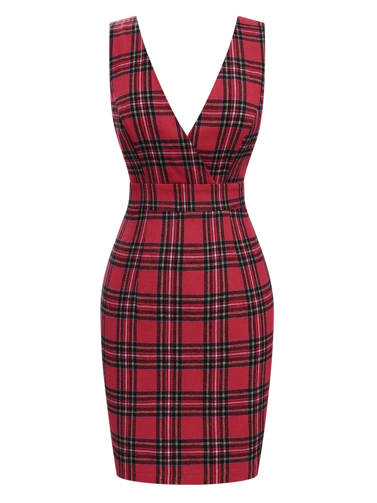 Red 1960s Tartan Plaids Suspender Dress sold by Retro Stage product image thumbnail 2