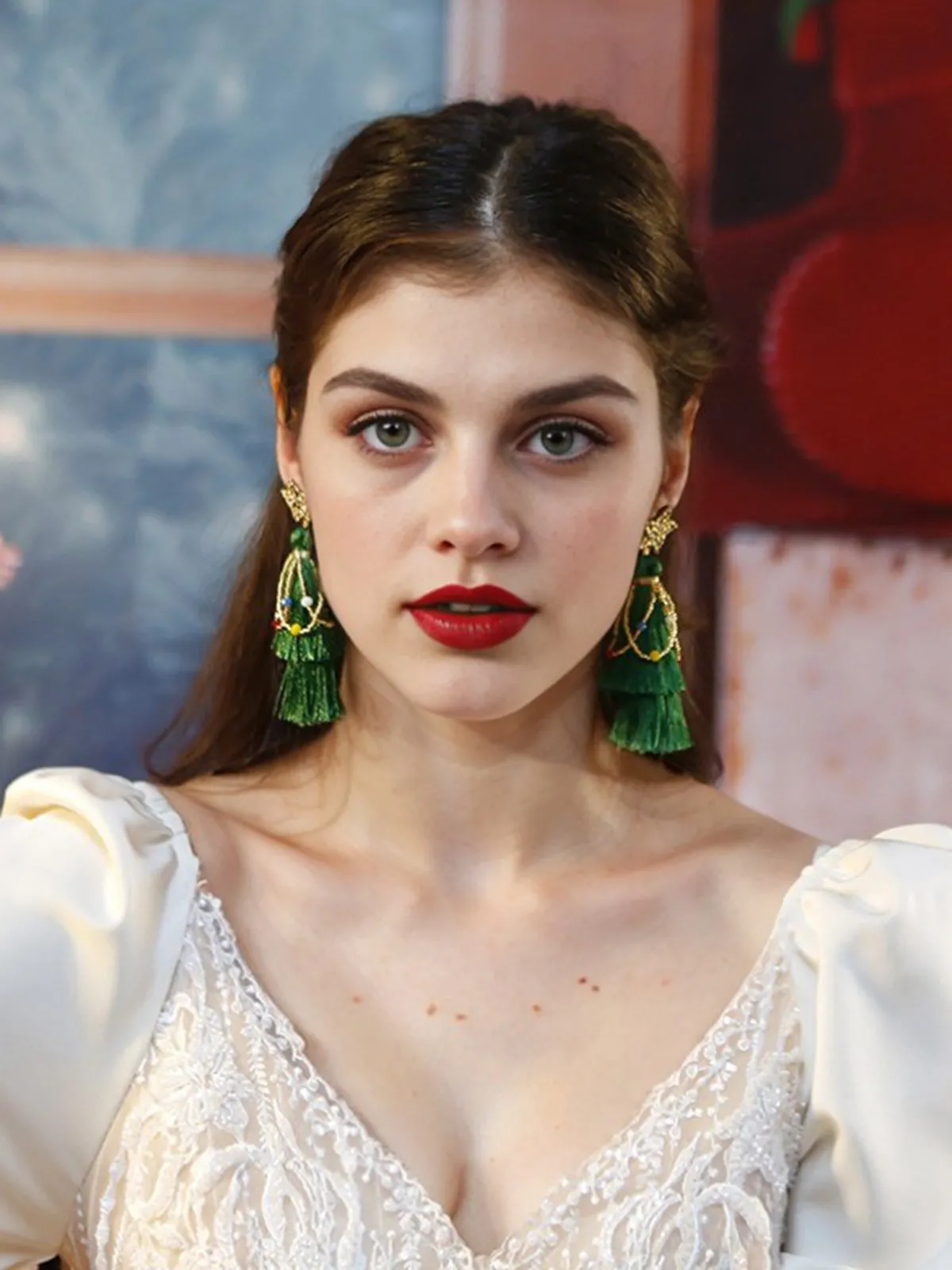 Christmas Tree Tassel Beaded Dangle Earrings sold by Retro Stage product image thumbnail 3