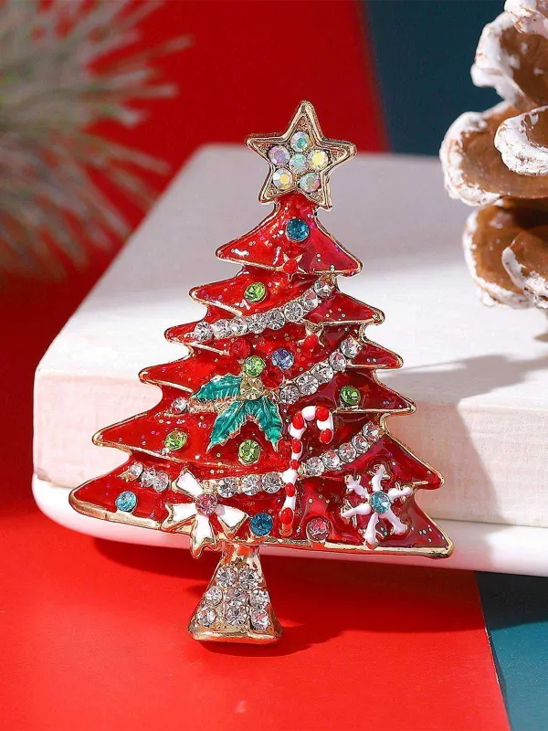 Christmas Tree Star Rhinestones Hairpin sold by Retro Stage