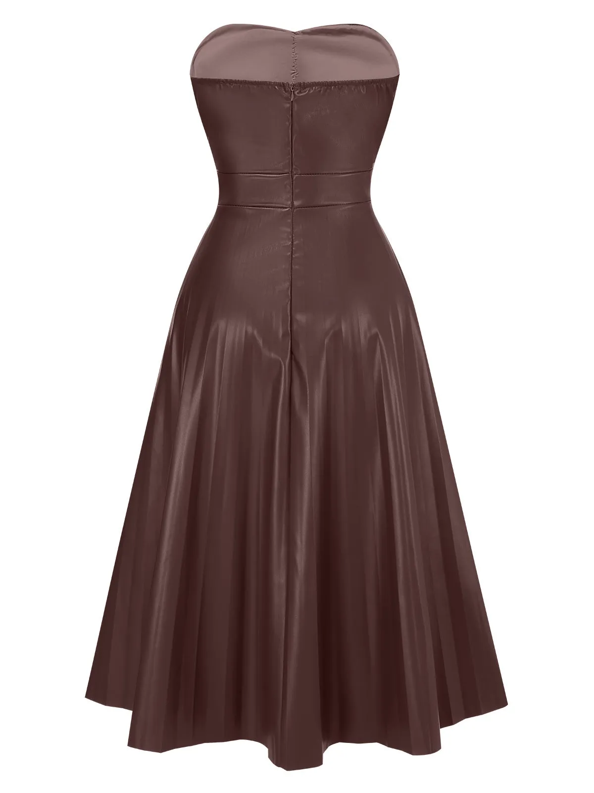 1950s Solid Faux Leather Strapless Dress sold by Retro Stage product image thumbnail 2
