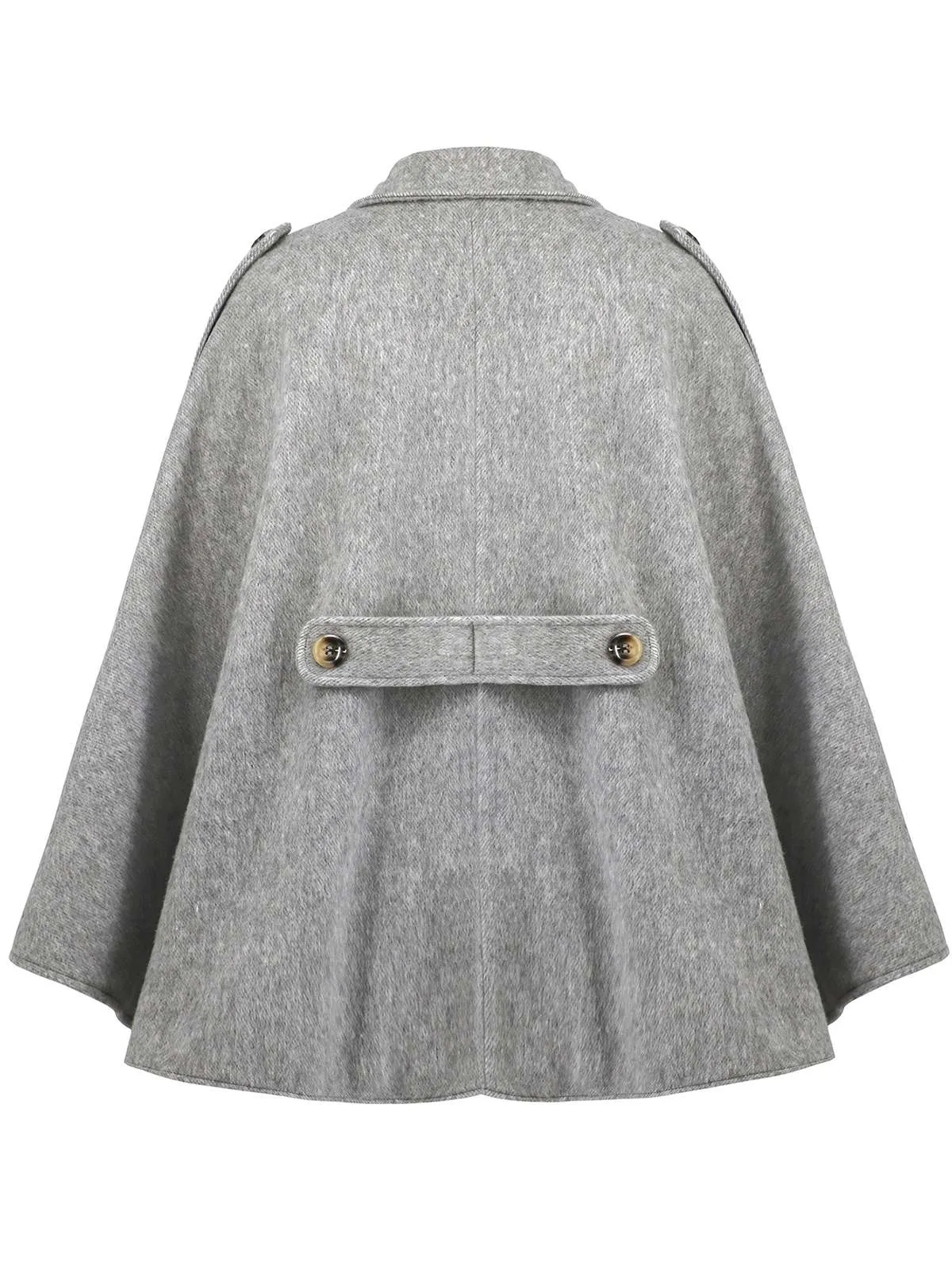Gray 1950s Solid Notched Collar Belted Cloak Coat sold by Retro Stage product image thumbnail 3