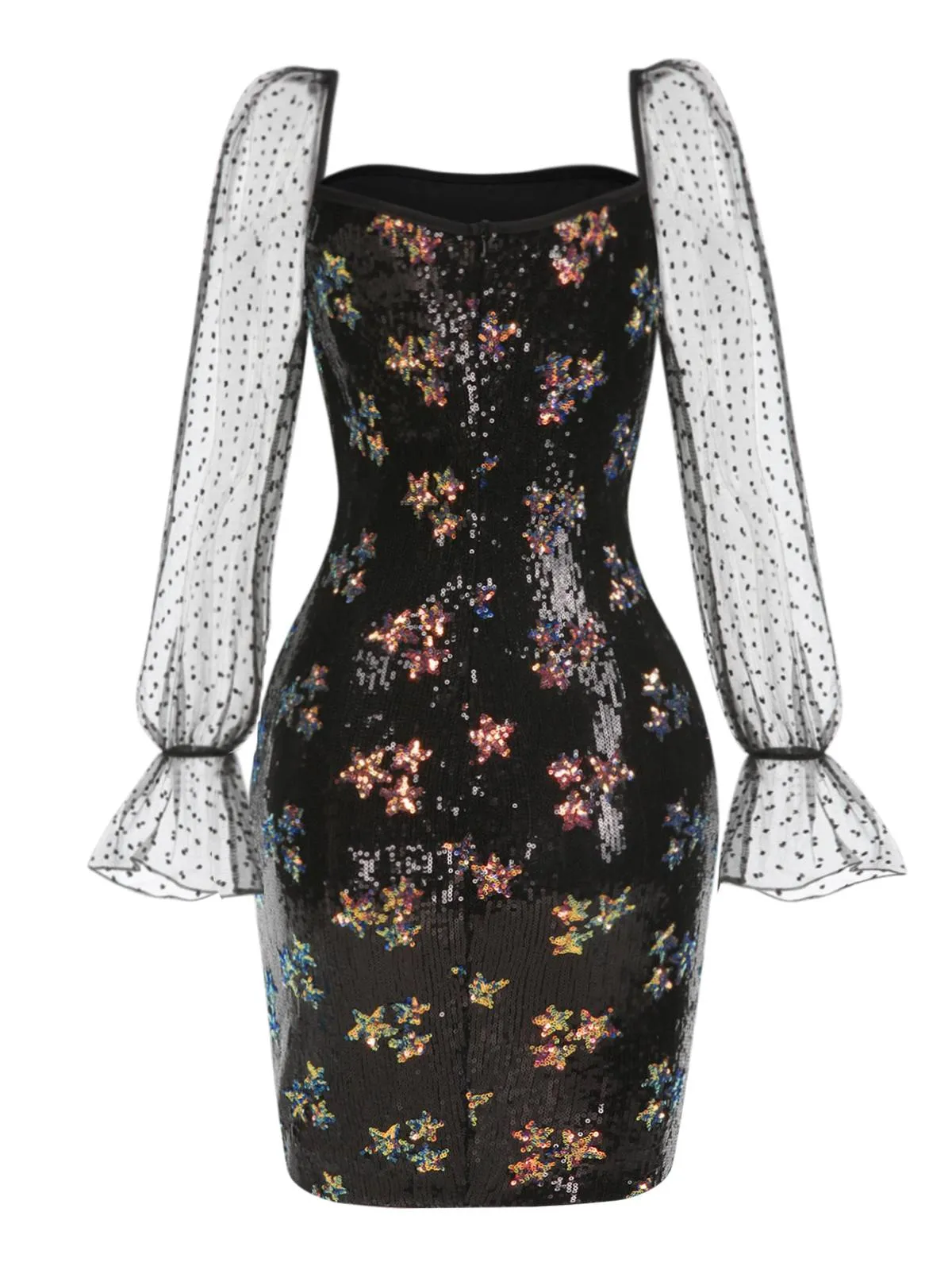 Black 1960s Stars Sequined Mesh Patchwork Dress sold by Retro Stage product image thumbnail 3