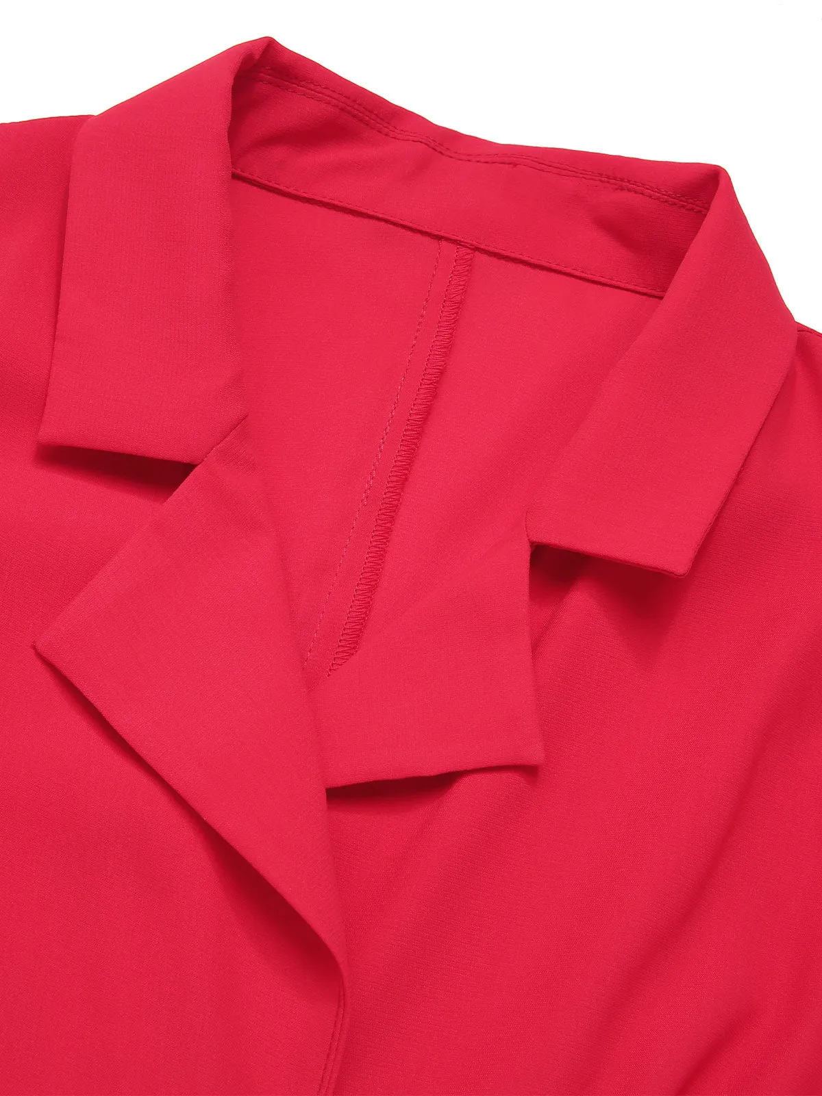 Red 1940s Solid Lapel Button-Down Blouse sold by Retro Stage product image thumbnail 5