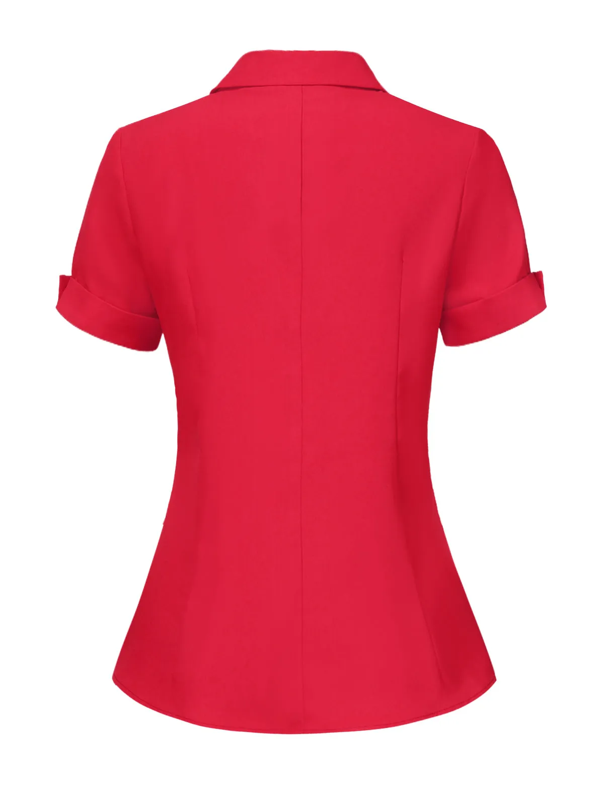 Red 1940s Solid Lapel Button-Down Blouse sold by Retro Stage product image thumbnail 4